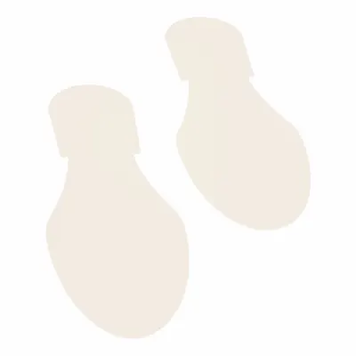 MIGHTY LINE Floor Sign: Footprint, Footprint/Solid, White, No Legend, 3 1/2 in x 9 1/2 in - Footprint-Shaped Floor Marking Tape