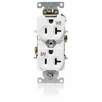 LEVITON Receptacle: Duplex, 5-20, White, 125V AC, 20 A, 2 Pole / 3 Wire (MPN WBR20-W)