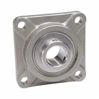 This washdown flange-mount ball bearing features a stainless steel housing and set screw locking for secure shaft mounting. With a 25 mm cylindrical bore and H-1 grease lubricant, it is suited for applications requiring frequent washdowns, such as food processing and pharmaceutical environments. The unit has a 95 mm length, 35.7 mm width, and mounts with 3/8 in bolts