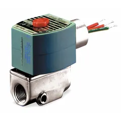 This 2-way, 2-position normally closed solenoid valve features a compact design with an NBR seal. It operates at 110V AC and has a 1/4 in pipe size. The coil enclosure is without a junction box. Typical applications include on/off control of air, water, and light oil in industrial automation, HVAC, and process control systems.