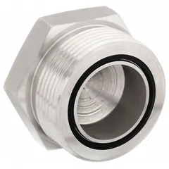 Stainless steel hydraulic hose plug with 1 in fitting size and 1-7/16"-12 thread. Rated for 6000 psi maximum working pressure at 70°F with O-Ring Seal (ORS) connection. Used to seal open ports on hydraulic systems, preventing leaks and contamination in high-pressure fluid power applications.