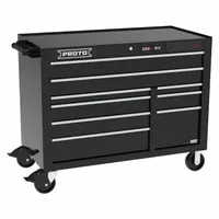 PROTO Rolling Tool Cabinet: Black / Black Drawer, 50 in W x 25 1/4 in D x 41 in H, 9 Drawers (MPN J555041B-9BKPDP)