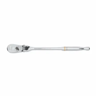 GEARWRENCH Hand Ratchet: Pear, Reversible, 11 1/4 in Overall Lg, Full Polish Chrome - Flex-Head Ratchets