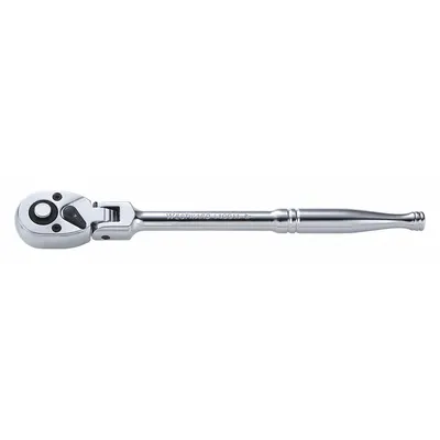 WESTWARD Hand Ratchet: Pear, Reversible, 9 1/2 in Overall Lg, Chrome - Flex-Head Ratchets