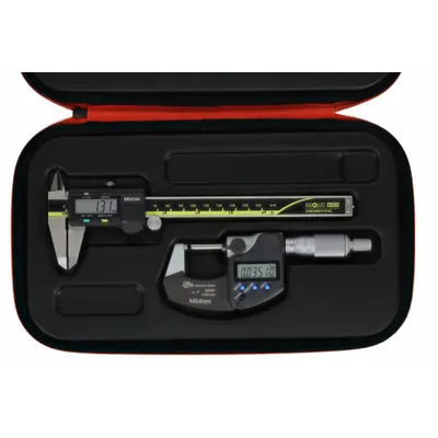 MITUTOYO Precision Measuring Tool Kit: 3 Pieces, Digital Caliper - Caliper & Micrometer Precision Measuring Tool Kits