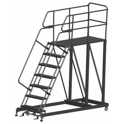 BALLYMORE Mobile Work Platform: 5.8 ft Platform Ht - Max, 36 in x 60 in, Steel - Manual-Lock Rolling Single-Access Platforms