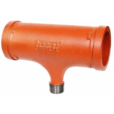 GRUVLOK Grooved Pipe Tee, 3 in x 3 in x 1 in, Ductile Iron, EPDM Seal - Grooved Pipe Fittings