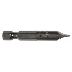 This APEX power bit features a slotted head and a hex shank for secure retention in impact drivers. It is rated for standard-duty use and comes in a 5-pack. Suitable for driving slotted screws in assembly and maintenance tasks.