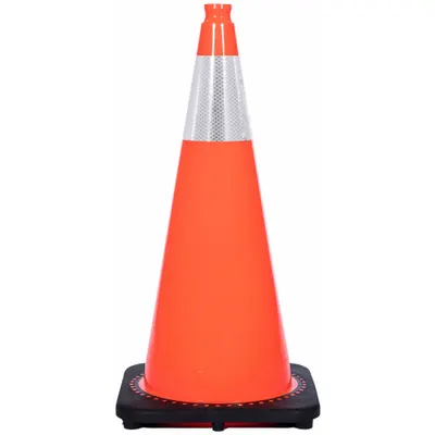 OEM 28 in Orange High-Intensity Prismatic PVC Traffic Cone with - Traffic Cones for Roadway Use