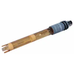 pH electrode with round epoxy body and double junction for 0 to 14 pH range. BNR connection type, 1/2 in diameter. Suitable for laboratory pH measurement in water quality testing, chemical analysis, and research applications.