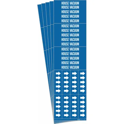 BRADY House Vacuum Adhesive Pipe Marker - House Vacuum Adhesive Pipe Markers