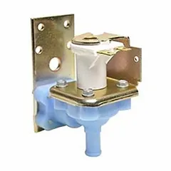 Ice maker water valve that controls water flow into the ice mold for consistent ice production. Used as a replacement part in commercial and residential ice machines.