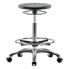 APPROVED VENDOR Polyurethane Lab Stool, ISO 4, Height Adjustable 23 1/2" to 33 1/2", 13" Seat, Aluminum Base, 5 Casters, Black