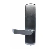 Mechanical exit device trim with lever handle for use as outside trim on exit push bars. Suitable for doors up to 48 inches wide. Chrome finish, silver color. ADA compliant for barrier-free operation