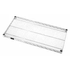 This steel wire shelf with chrome finish is designed for dry environments. It features a split sleeve design and supports up to 600 lb. Suitable for organizing boxes, tools, or supplies in warehouses or industrial facilities.