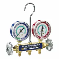 YELLOW JACKET Manifold Gauge: 2 Valves, 0 Hoses, Series 41, 2 1/2 in Gauge, For R-134A/R-404A/R-507 (MPN 41312)
