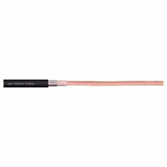 Single-conductor continuous flexing power cable for VFDs, rated 1000 V, with TPR jacket and ground conductor. UV/sunlight resistant. Minimum bend radius: 4x OD fixed, 6x OD flexible, 7.5x OD in e-chain. Suitable for cable carriers, robotics, and automated machinery.