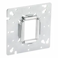 Steel wire pulling device for standard electrical boxes. Silver finish, 0.06 in overall depth. Used to pull wires through boxes during installation.