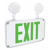 Exit Sign with Emergency Lights: White, 2 Faces, Green, LED, Wall, Nickel Cadmium, 4.2 W Lamp Watt (MPN FHEC34G)
