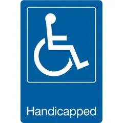 This 9 in x 6 in acrylic sign is designed for designating accessible parking, entrances, or restrooms. It features adhesive mounting for quick installation on walls or doors and is not retroreflective or glow-in-the-dark.