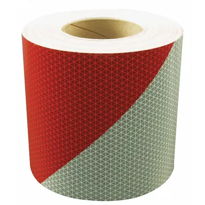 ORALITE 18851 Vehicle Reflective Tape, Red/White Diagonal RH, 3 in x 50 yd - Vehicle Reflective Tapes