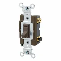 LEVITON Toggle Framed 3-Way, 15 Amp: Toggle Switch, 3-Way, Maintained, Brown, 120/277V AC, 15 A (MPN 54503-2)