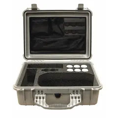 Hard sided carrying case for transporting and storing sensitive instruments. Overall dimensions: 8 in height, 16 in width, 20 in depth. Provides protection against impact, dust, and moisture during field use or storage.