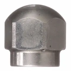 Propulsion-type water jetter nozzle with 1/8 in connection, designed for use with the KJ-1750 jetter. Uses water pressure to propel the hose forward through pipes during drain cleaning, aiding in navigating blockages and long runs.