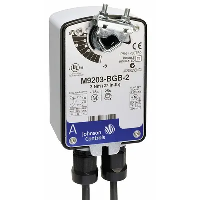 JOHNSON CONTROLS Actuator: Dampers, On/Off, Spring Return, 27 in-lb, 24V AC/DC - Fail-Safe Actuators with Spring Return