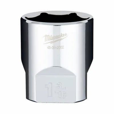 MILWAUKEE Socket Extension: SAE, 1/2 in Drive Size, 13/16 in Socket Size, 6-Point - Anti-Roll Hand Sockets