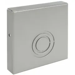 This end cap closes the open end of a 4-inch high indoor wireway, providing a finished seal. Made of 16-gauge steel with an ANSI 61 polyester powder coating, it includes knockouts for cable entry. Suitable for use in electrical distribution systems, control panels, and industrial wiring installations.