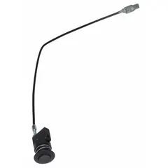 Bowden wire release with aluminum button for manual actuation of remote mechanisms. Features a 10 mm mounting hole diameter. Compatible with manufacturer model number 22152A3. Used in industrial machinery and equipment where remote engagement or disengagement is required.