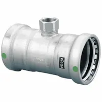 VIEGA MEGAPRESS Crimp Tee Fitting: 4 in Pipe x 4 in Pipe x 3/4 in Pipe Size, EPDM (MPN 90630)