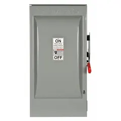 The Siemens HF364R is a 200 A, three-phase fusible safety switch rated for 600V AC. Housed in a galvanized steel enclosure, it is suitable for both indoor and outdoor use. This switch is designed for disconnecting and protecting electrical circuits in industrial and commercial power distribution applications.
