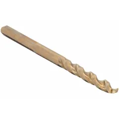 Black oxide cobalt drill bit with 135° split point and 3-flats shank. Designed for general-purpose drilling in hard metals such as stainless steel and alloy steel. Suitable for production drilling and maintenance applications in industrial settings.