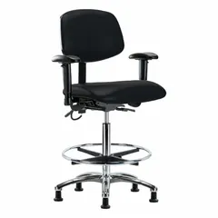 Vinyl ESD Task Chair with Arms, Aluminum Base, Height Range 26 1/4 in to 36 in