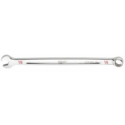 MILWAUKEE Combination Wrench: Chrome Vanadium Steel, Chrome, 1/4 in Head Size, 5 in Overall Lg - SAE 12-Point Combination Wrenches