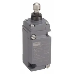 This top-mount limit switch features a plunger actuator and screw terminals for electrical connection. It is designed for position sensing in industrial automation applications such as conveyor systems and packaging machinery. The 29 mm mounting hole horizontal center-to-center distance facilitates installation in standard mounting patterns.