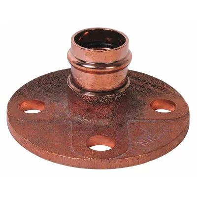 NIBCO Crimp Flange Fitting: Flange, 1 in CTS size, Press-fit x Flange, Brass - Plumbing Copper & Bronze Press Tube Flanges