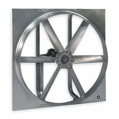 Unassembled panel fan with 36-inch blade, designed for belt-drive reversible operation. Suitable for supply or exhaust ventilation in industrial and commercial spaces. Housing mounts to wall or roof; motor and drive components selected separately.