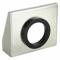 Zinc plated steel mounting base with 4.75-inch inside diameter for securing bladder accumulators in hydraulic systems. Provides a stable connection between the accumulator and system piping. Suitable for use in industrial machinery and mobile equipment applications.
