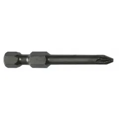 Pozidriv impact bit with PZ2 tip size, made from S2 steel. Features a hex shank and standard tip style. Impact rated for use with power tools. Sold as a 5-pack without bit holder.
