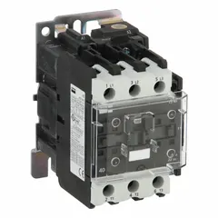 This non-reversing IEC contactor from Dayton features 3 poles and 3 normally open (NO) contacts, rated for 32 A with a 120V AC coil. It is designed for switching electrical loads in industrial motor control and automation systems, such as conveyors, pumps, and compressors. This model does not include integrated surge suppression.