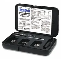 This thread repair kit includes helical inserts and an STI tap for restoring damaged M6-1.00 coarse threads in metal components. The inserts are made from 18-8 stainless steel with a plain finish, suitable for right-hand thread applications. Commonly used in maintenance and repair of threaded holes in metal assemblies
