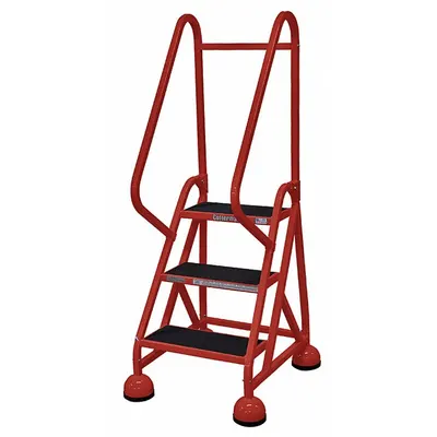 COTTERMAN Rolling Ladder: 2.3 ft Platform Ht, Partially Assembled, Steel - Steel Ultra-Stable Weight-Actuated Ladders