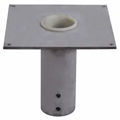 This socket-mount base is constructed from welded steel and designed to accommodate a 3.5-inch mast diameter. It supports a maximum vertical load of 1,000 lb, providing a stable mounting point for masts or poles in material handling and industrial environments.