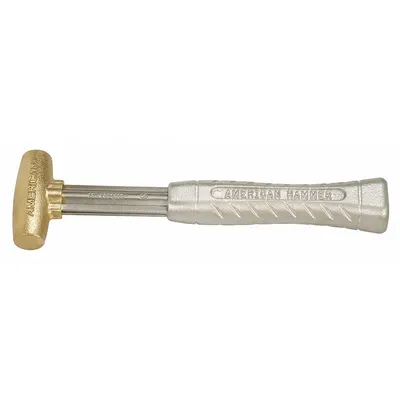 AMERICAN Brass Mallet: Aluminum Handle, Ribbed Grip, 1 lb Head Wt, 1 in Dia - Brass Mallets