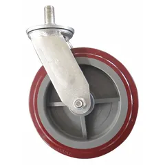 This swivel caster is designed for use with drum trucks, enabling smooth maneuverability and directional changes in material handling applications. It measures 11 1/4 inches in height, 2 inches in width, and 2 inches in depth, with an overall length of 8 inches. The caster supports loads while swiveling for navigation in tight spaces.
