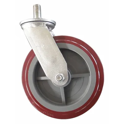 Dayton Swivel Caster, 11 1/4 in Overall Ht, 8 in Overall Lg, Gray/Red - Hand Truck Wheels, Bearings, Brakes & Axles