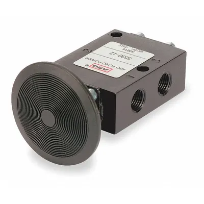 ARO Manual Air Control Valve: 50, Three-Way / Two-Position, Button, Black - ARO 50 Series Manual Air Control Valves